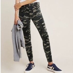 Pilcro and the Letterpress Anthro High-Rise Skinny Green Camouflage Pants - 27